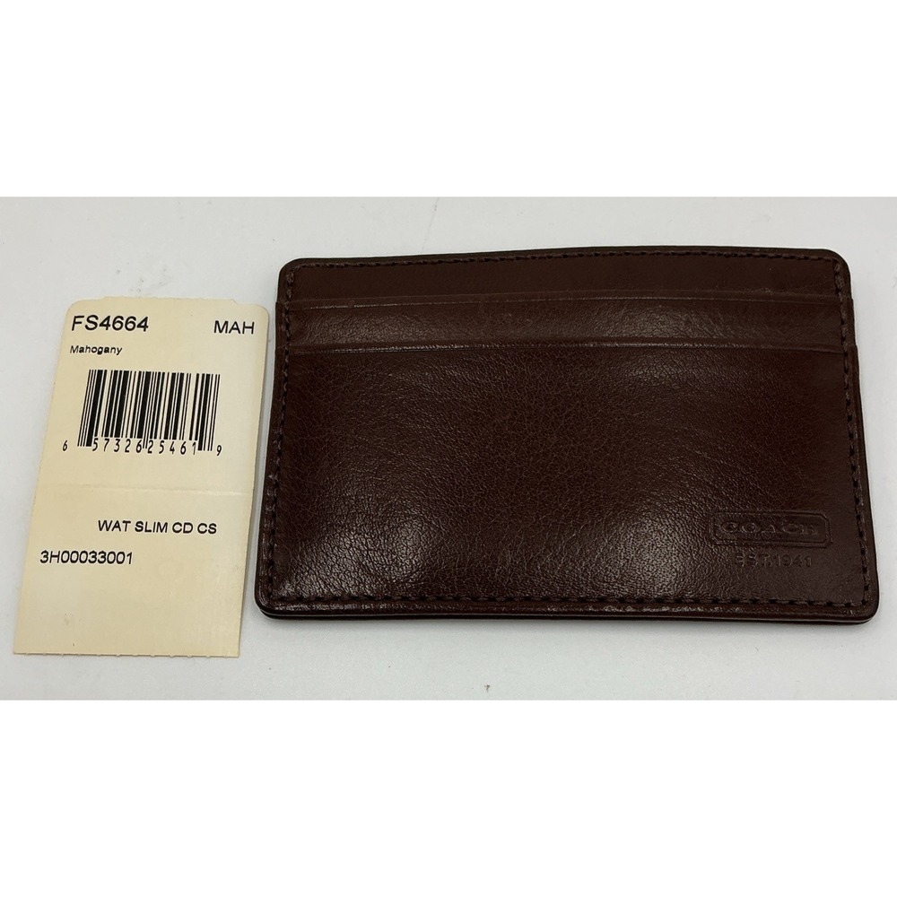 Coach Leather Executive Slim Card Case Wallet Mahogany FS4664 Vintage